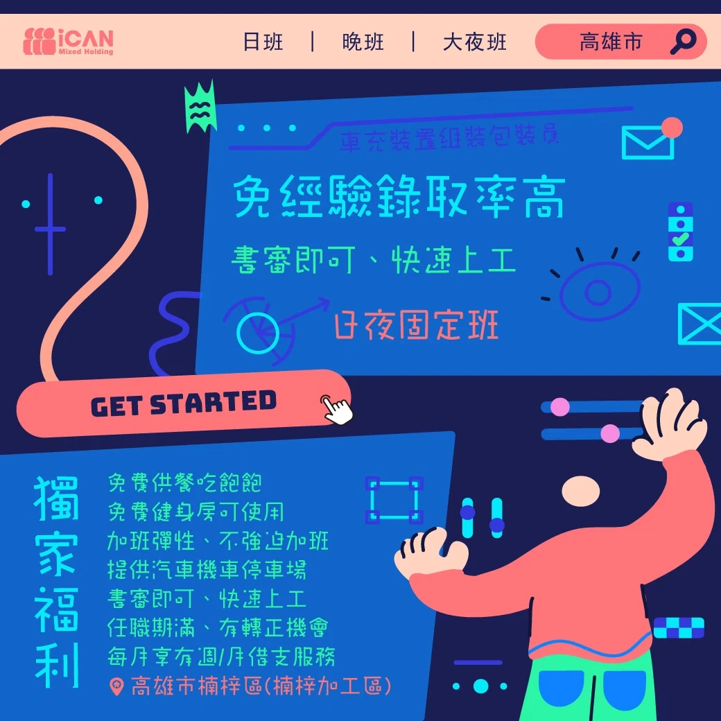 車充裝置組裝包裝員/日夜固定班/免經驗